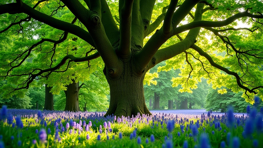 Ancient oak tree in forest